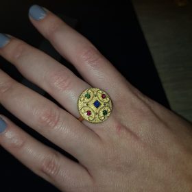 Αντικέ δαχτυλίδι βυζαντινού σχεδίου από επιχρυσωμένο ασήμι 925 | Κωδικός:Ring020
